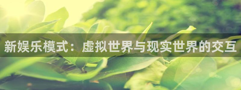 赢彩网f凯捷注册：新娱乐模式：虚拟世界与现实世界的交互